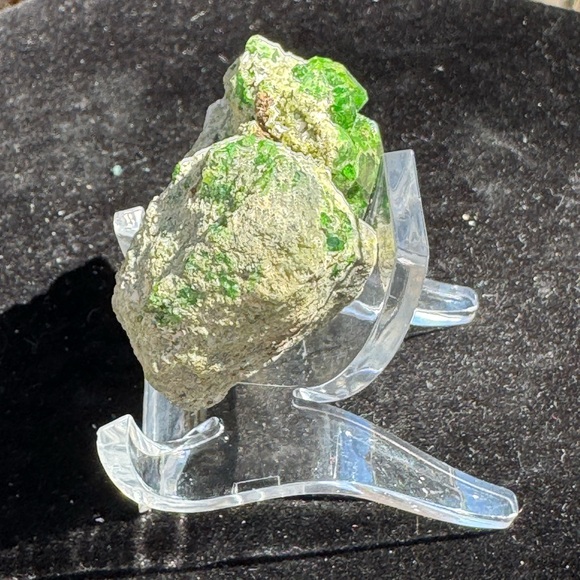Vivid Green Uvarovite Crystal Cluster Mineral from Russia - Picture 3 of 5